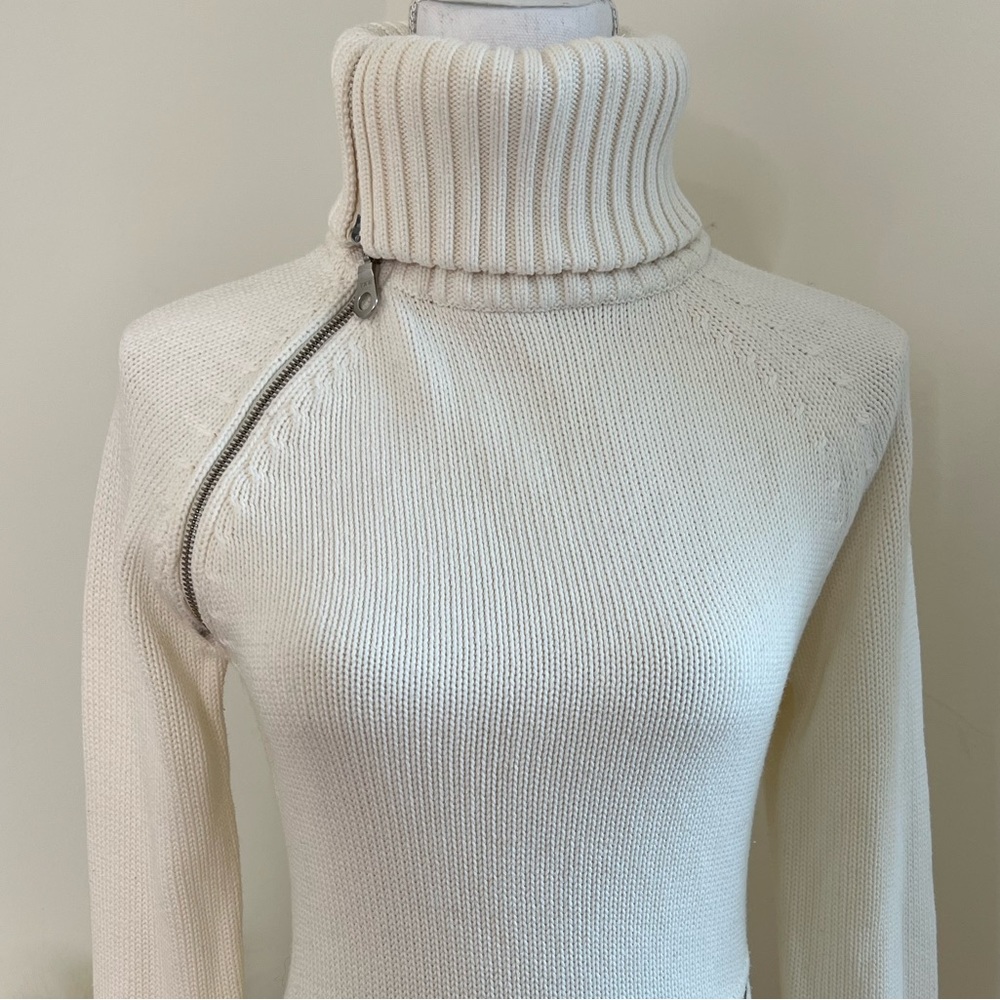 Cream Mode International Zipper Sweater Size Small 60% Acrylic 40% Cotton - Picture 3 of 5